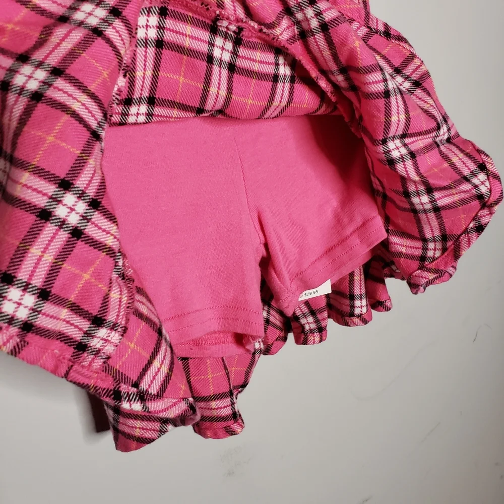 NWT Gymboree Size 4 Pink Plaid Ruffled Tiered Skort with an Adjustable Waist